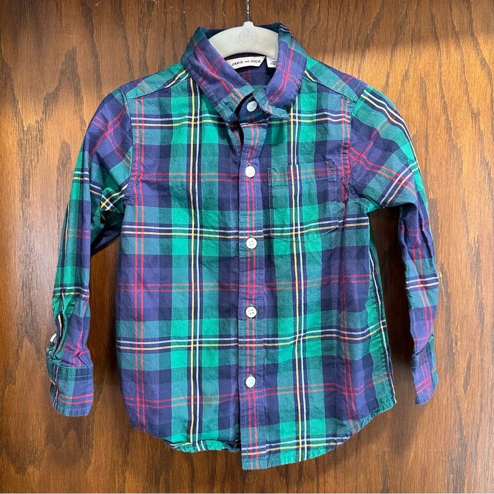 Janie and Jack Multicolor Plaid Button Down Shirt